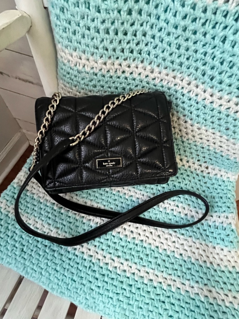 kate spade Black Quilted Leather Chain-Strap Crossbody Bag